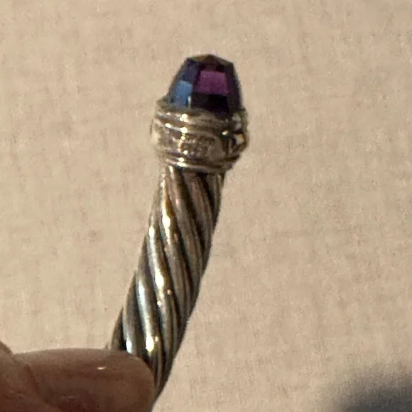 David Yurman cable classic cuff bracelet with Amethyst stones - Picture 9 of 16